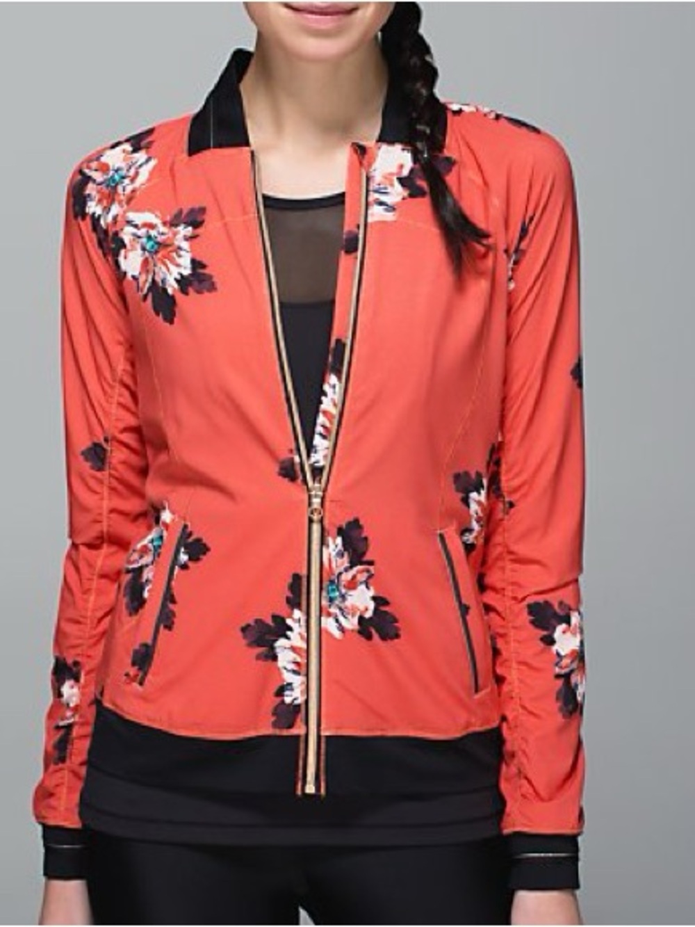 Lululemon club jacket atomic flower Floral Coral Bomber athleisure, athletic 2